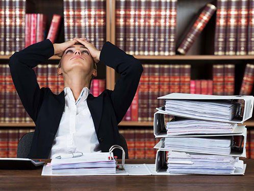 very stressed female accountant